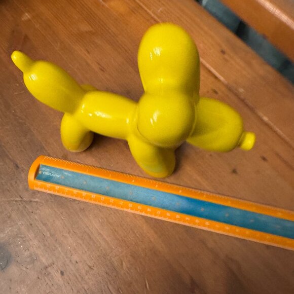 Balloon Dog Yellow Ceramic Figurine 7.5" Hx7" L Decorative Decor Statue Pop Art - Picture 8 of 9